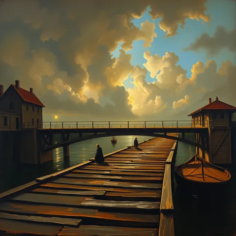 Bridge Species &mdash; oil painting in the style of dutch golden age masters