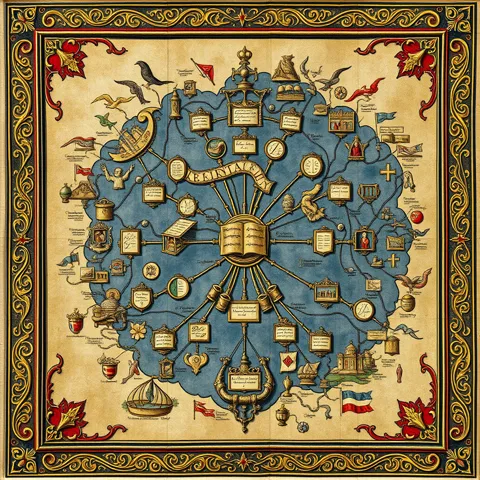 The Extended Mind Map &mdash; medieval illuminated manuscript