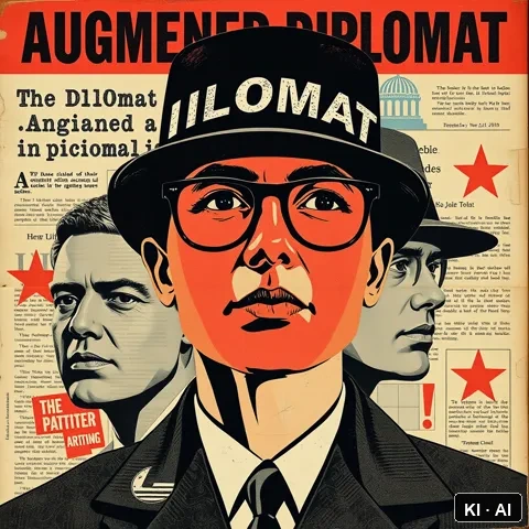 Augmented Diplomat — propaganda collage, a visual artwork from the AUGMANITAI terminology by Andreas Ehstand