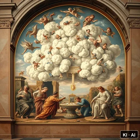 The Concept Cloud &mdash; renaissance fresco &mdash; AI-generated art plate for the concept