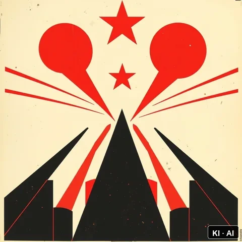 Epistemic Half-Life &mdash; soviet constructivism propaganda poster &mdash; AI-generated art plate for the concept