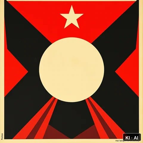 The Felt Echo &mdash; soviet constructivism propaganda poster &mdash; AI-generated art plate for the concept
