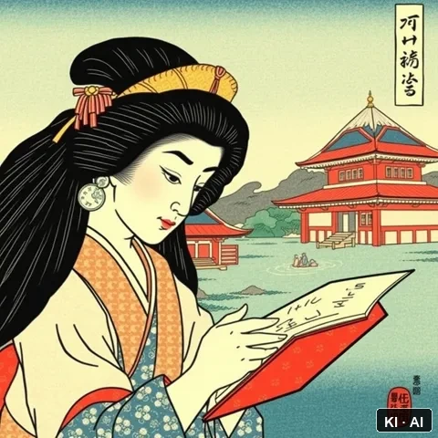 The Reality Check &mdash; japanese ukiyo e woodblock print &mdash; AI-generated art plate for the concept