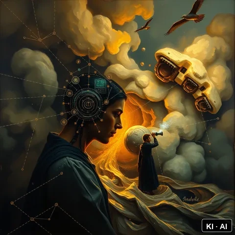 The Information Flood &mdash; oil painting in the style of dutch golden age masters &mdash; AI-generated art plate for the concept